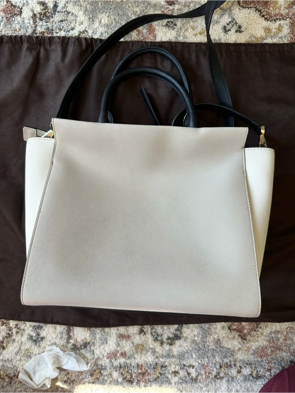 Kate Spade Two-Tone Black and Cream Satchel with Top Handles